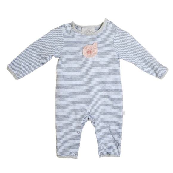 Albetta Kid's Pig Crochet Striped Cotton Playsuit 0-3M - Picture 1 of 2